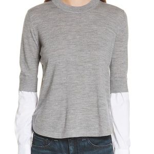 Veronica beard roscoe grey white layered sweater